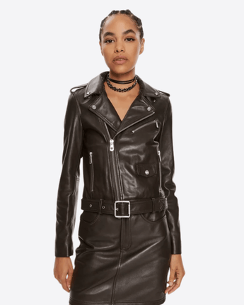 PINKO Abbigliamento e accessori MARRONE / 42 GIACCA BIKER IN MORBIDA NAPPA
