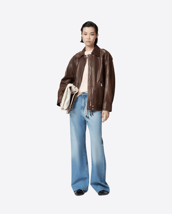 PINKO Abbigliamento e accessori MARRONE / S GIACCA IN PELLE LAVATA CON COLLETTO