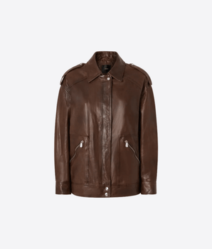 PINKO Abbigliamento e accessori MARRONE / S GIACCA IN PELLE LAVATA CON COLLETTO