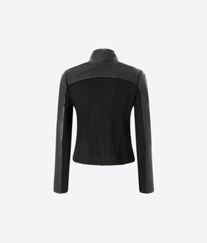 PINKO Abbigliamento e accessori NERO / 42 GIUBBINO BIKER IN PELLE CON RETRO IN TESSUTO