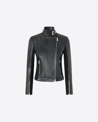 PINKO Abbigliamento e accessori NERO / 42 GIUBBINO BIKER IN PELLE CON RETRO IN TESSUTO