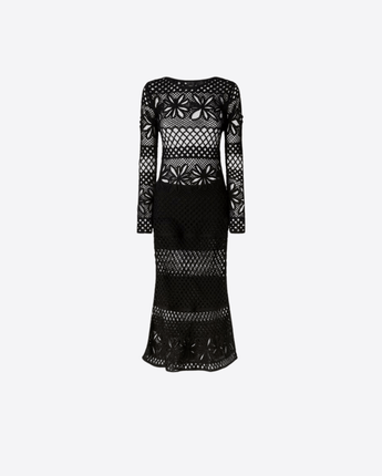 PINKO Abbigliamento e accessori NERO / S ABITO LUNGO CROCHET TRAFORATO