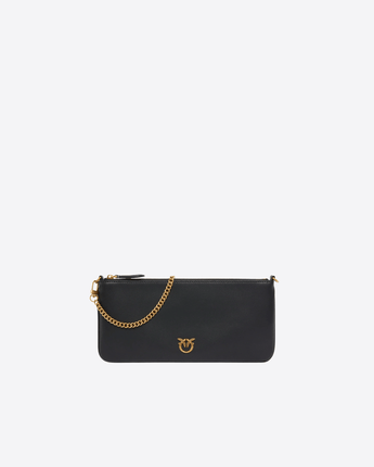 PINKO ACC. UNI HORIZONTAL FLAT BAG IN PELLE NERA