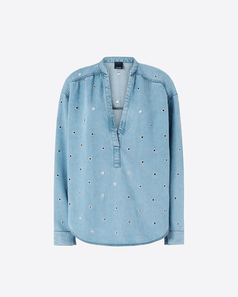 PINKO BLUSA PINKO IN DENIM CON OCCHIELLI