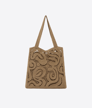 PINKO BORSA MARRONE / UNI SHOPPER BAG IN TESSUTO CROCHET