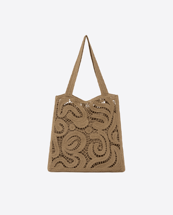PINKO BORSA MARRONE / UNI SHOPPER BAG IN TESSUTO CROCHET
