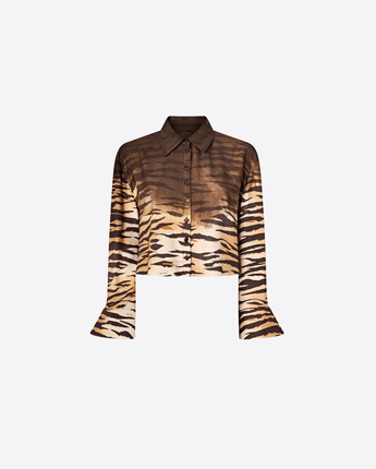 PINKO CAMICIA CAMICIA CROPPED CON STAMPA ANIMALIER