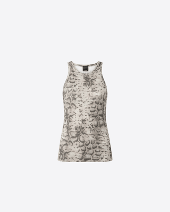 PINKO MAGLIA CANOTTA A COSTINE CON STAMPA SNAKE