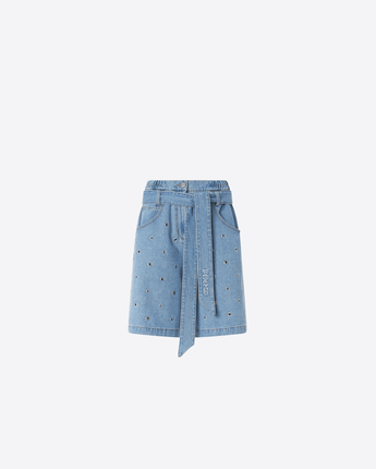 PINKO SHORTS SHORTS IN DENIM CON OCCHIELLI E CINTURA