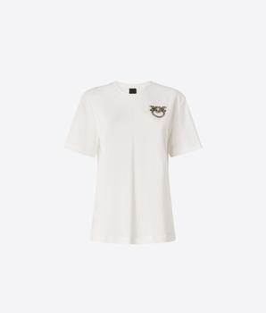 PINKO T-SHIRT T-SHIRT CON APPLICAZIONE GIOIELLO LOVE BIRDS