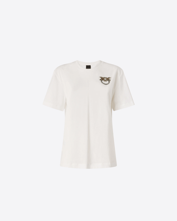 PINKO T-SHIRT T-SHIRT CON APPLICAZIONE GIOIELLO LOVE BIRDS