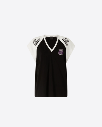 PINKO T-SHIRT T-SHIRT CON SCOLLO A V E PATCH LOGATE