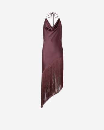 PINKO TOP TOP ASIMMETRICO IN SATIN CON FRANGE PINKO