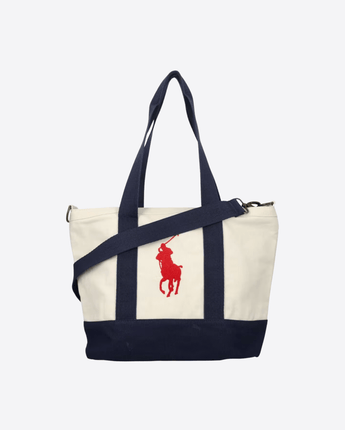 POLO RALPH LAUREN BORSA AVORIO / UNI BORSA TOTE IN COTONE CON LOGO RICAMATO A CONTRASTO
