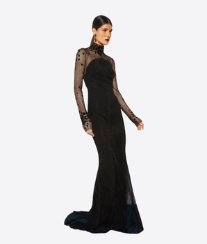 PRONOVIAS NERO / 38 CYCA BLACK NET&BEADS