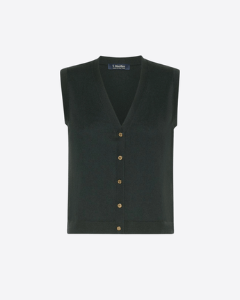 S MAX MARA GILET GILET IN FILATO DI COTONE, SETA E CACHEMIRE