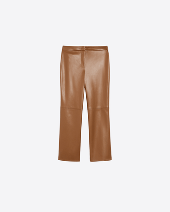 'S MAX MARA PANTALONE CAMMELLO / XS PANTALONE SLIM IN TESSUTO SPALMATO