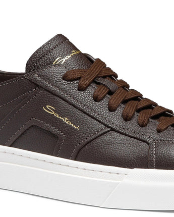 SANTONI Abbigliamento e accessori DOUBLE BUCKLE SNEAKER IN PELLE BOTTALATA T. DI MORO