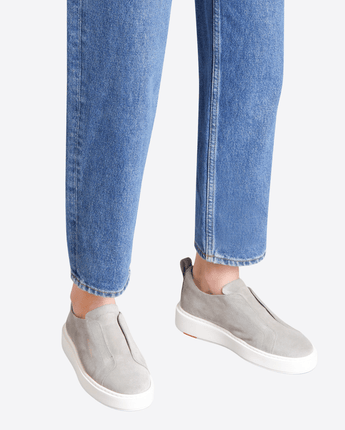 SANTONI Abbigliamento e accessori SNEAKER SLIP-ON IN SUEDE GRIGIO