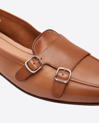 SANTONI SCARPE MOCASSINO CARLOS DOPPIA FIBBIA LIGHT BROWN