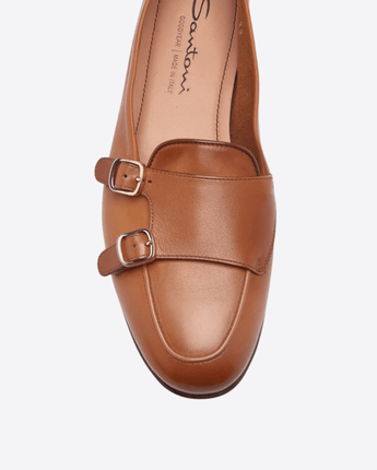 SANTONI SCARPE MOCASSINO CARLOS DOPPIA FIBBIA LIGHT BROWN
