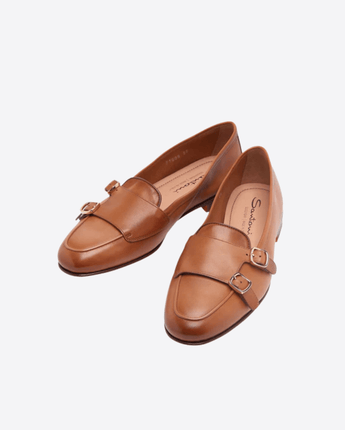 SANTONI SCARPE MOCASSINO CARLOS DOPPIA FIBBIA LIGHT BROWN