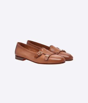SANTONI SCARPE MOCASSINO CARLOS DOPPIA FIBBIA LIGHT BROWN