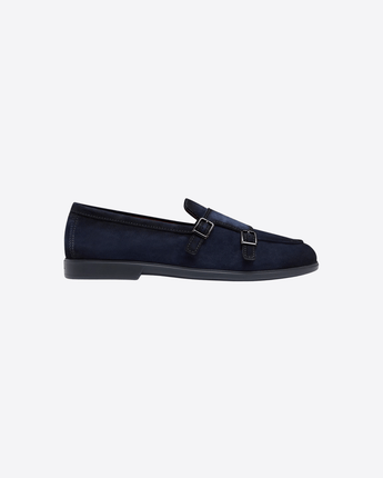 SANTONI SCARPE MOCASSINO DOPPIA FIBBIA IN SUEDE