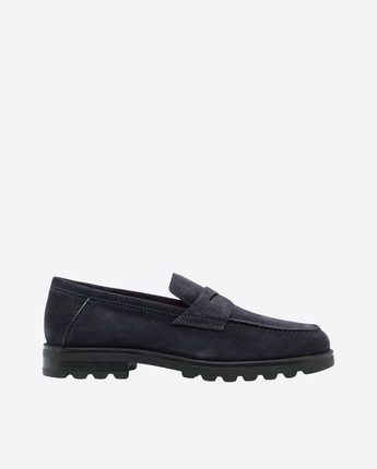 SANTONI SCARPE MOCASSINO ROCK IN SUEDE BLU