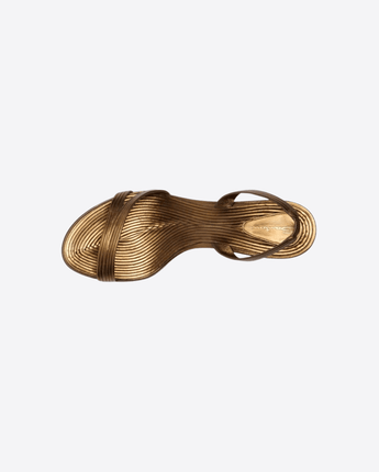 SANTONI SCARPE SANDALO TACCO MEDIO DA DONNA IN PELLE ORO