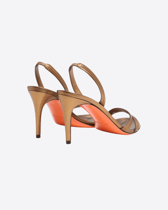 SANTONI SCARPE SANDALO TACCO MEDIO DA DONNA IN PELLE ORO