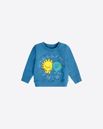 Stella McCartney BLU Felpa blu per neonato con mondo e sole sorridenti