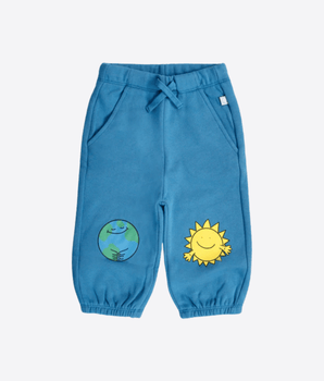 Stella McCartney BLU Pantaloni blu per neonato con modno e sole