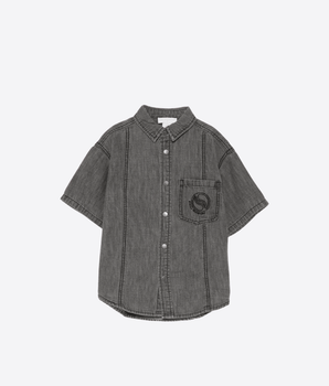 STELLA McCARTNEY CAMICIA CAMICIA A MANICHE CORTE IN DENIM