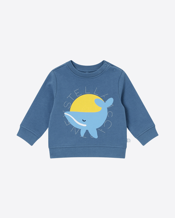 Stella McCartney FELPA FELPA A MANICHE LUNGHE CON GRAFICA BALENA E SOLE STELLA McCARTNEY