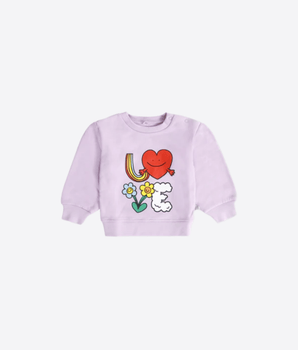 Stella McCartney Felpa lilla per neonata con stampa colorata