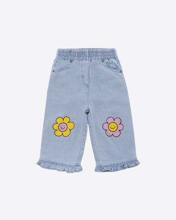 Stella McCartney Jeans azzurri per neonata con fiori