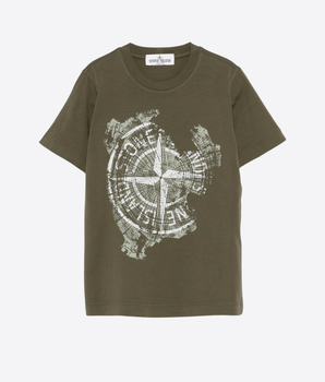 STONE ISLAND Abbigliamento e accessori VERDE OLIVA / 8A T-SHIRT CON STAMPA STONE