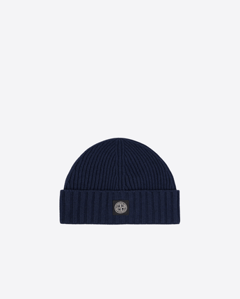 STONE ISLAND CAPPELLO BLU / II BEANIE CON LOGO COMPASS APPLICATO