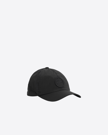 STONE ISLAND CAPPELLO NERO / II CAPPELLINO CON LOGO COMPASS E COULISSE REGOLABILE
