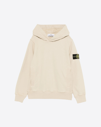 STONE ISLAND FELPA BEIGE / 8A FELPA CON LOGO E CAPPUCCIO