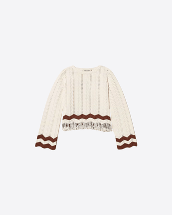 TWINSET MAGLIA MAGLIA GIROCOLLO CON FRANGE