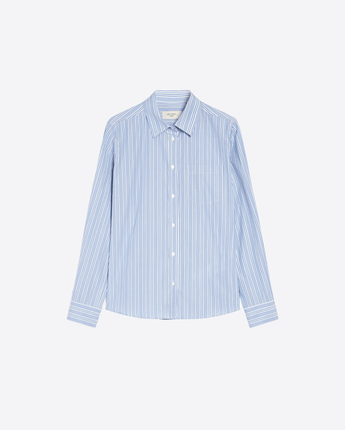 WEEKEND MAX MARA Abbigliamento e accessori AZZURRO / 40 CAMICIA IN POPELINE DI COTONE RIGATO AZZURRO