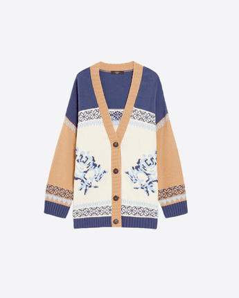 WEEKEND MAX MARA Abbigliamento e accessori BLU / XS CARDIGAN COLOR BLOCK IN FILATO DI COTONE