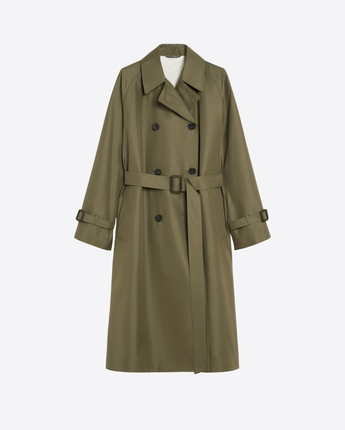 WEEKEND MAX MARA Abbigliamento e accessori VERDE KAKI / 36 TRENCH REVERSIBILE IN GABARDINA ANTIGOCCIA