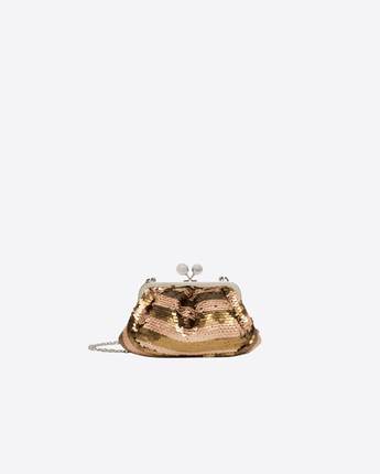WEEKEND MAX MARA BORSA BEIGE / UNI PASTICCINO BAG SMALL CON PAILLETTES A RIGHE