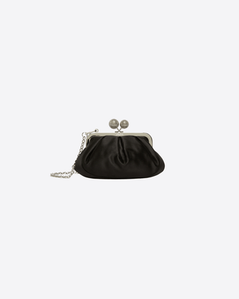 WEEKEND MAX MARA BORSA NERO PASTICCINO BAG SMALL IN RASO CON STRASS