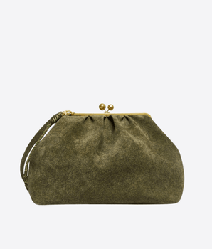 WEEKEND MAX MARA BORSA VERDE OLIVA / UNI PASTICCINO BAG XXL IN PELLE SCAMOSCIATA TEXTURIZZATA