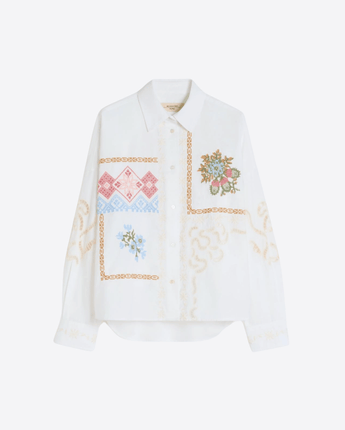 WEEKEND MAX MARA CAMICIA CAMICIA IN COTONE CON PIZZO E RICAMI