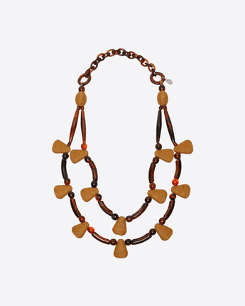 WEEKEND MAX MARA COLLANA CARAMELLO / UNI COLLANA IN RAFIA E RESINA